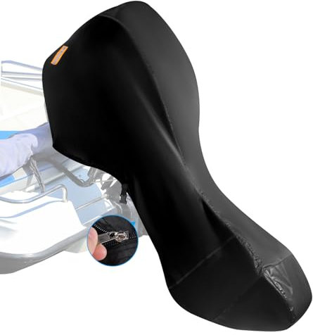 Volle Außenborder Abdeckung für 100-150 PS, 420D Heavy Duty Oxford Boot Motor Schutzabdeckung mit 2 Reflektorstreifen und 2 Kordelzügen, Wasserdicht Reißverschluss und Fester Schnalle