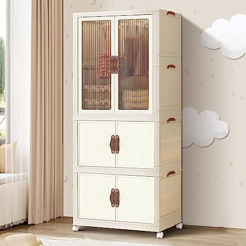 Storage Bins Collapsible Kunststoff Kleiderschrank Veranstalter Lagerung Kunststoff Schrank Mit Deckel Kleiderschrank Faltbare Lagerung Bins Mit Türen Und Räder Große Kapazität Lagerung Box Mit Hänge