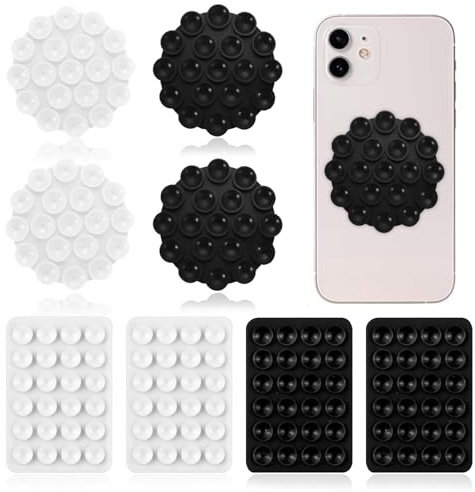 ZUYIST 8 Stück Saugnapf Handyhalterung, Silikon Anti-Rutsch Selbstklebende Handy Noppen Halter Rückseite, Handsfree für Mobiltelefone Computer Tablets
