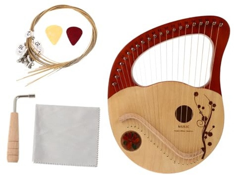 21-Saitige Holzharfe aus Fichte Tragbares Saiteninstrument mit Austauschbaren Saiten und Stabilem Klang 1 Satz für Kinder
