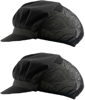 FSSTUD Kochmütze, Unisex, für Catering, Netz, Kochen, Haarnetze, Lebensmittelservice, Hüte, Küche, verstellbare Kappen zum Backen, Schwarz, 2 Stück