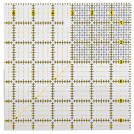 ANKROYU Règle de Quilting Carrée, Règle Patchwork Couture Transparente Antidérapante, Règle de Couture avec Quadrillage Double, Règle de Mesure pour Quilting et Patchwork, Accessoire DIY 16 X 16 Cm
