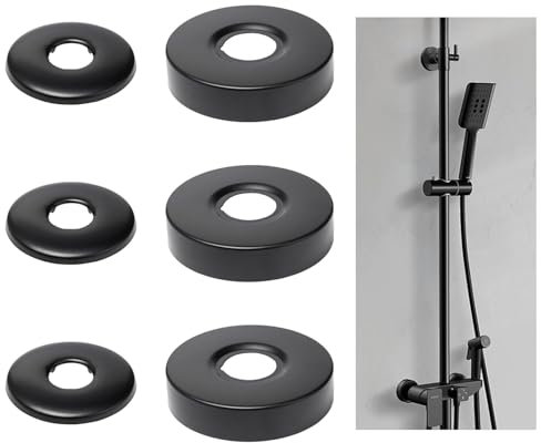 JOYOLA 6 Stück Bdeckrosette Edelstahl Rund, Ø 21mm/25mm Schwarze Rohrabdeckung, Rosetten für Heizkörperrohre, Wasserrohr Abdeckung, Heizungsrohr Rosetten für Duschen, Wasserhähne, Heizkörper