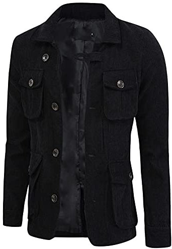 ADMAY Man Sweater Pullover Knitted Wool Jacket Fleece Coat Men's Corduroy Plus Size Loose Outdoor Top Jacket Tooling -Pockets Solid Color Long Sleeved Buttons Coats Duster Coat Mens (Black-e, XL)