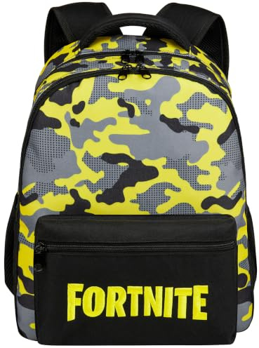 Fortnite Rucksack Kinder Schulrucksack Teenager Jungen Größenanpassbar Ideal für Schule Sport Freizeit Geschenk Idee (Gelb)