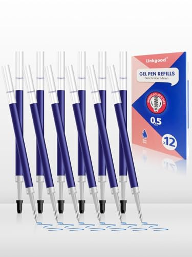 12x Gelschreiber Minen Blau - 0,5mm Gel-Tinte - Kompatibel mit Legami der LOVELY FRIENDS-Serie, Pilot G2-05 - Geeignet für die meisten Einziehbare Rollkugel Gelstifte [NICHT RADIERBAR]