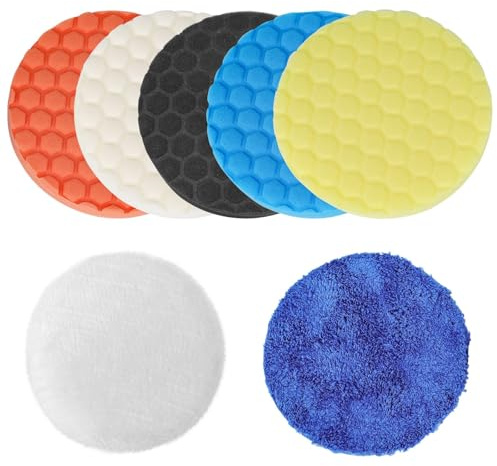 Linkstyle 7 delar 150 mm poleringsdyna kardborreset, poleringssvampset för skruvdragare, polermaskin, polering, slipning, vaxning