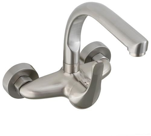 VALAZ Grifo Cocina Pared Acero Cepillado 15cm