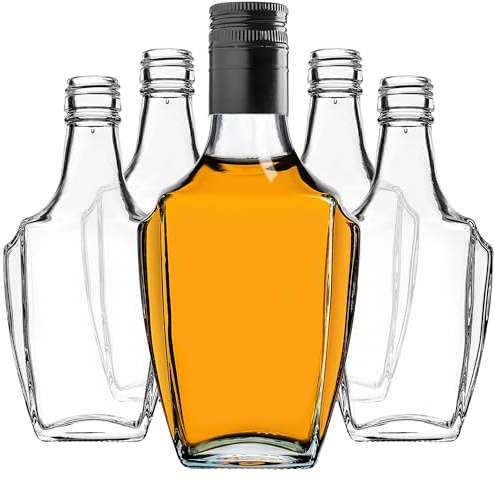 KADAX Lot de 10 Bouteilles en Verre 250ml avec Bouchon à vis – Bouteilles vides à remplir pour Liqueur, schnaps, Huile et vinaigre, Conservation Alimentaire