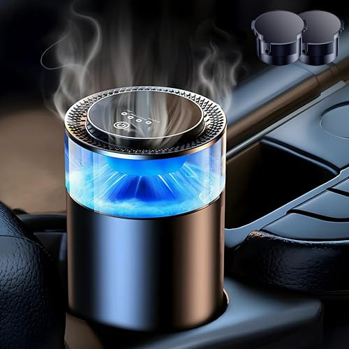 Intelligenter Wasserfall-inspirierter Auto Lufterfrischer Diffusor mit 2 französischen Parfums (Cologne&Ozean), automatisches Ein-/Ausschalten, Ultraschall-Zerstäuber, 4 Modi, Duft hält 6 Monate YWK-1