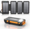 Power Bank Solare da 26800 mAh con 4 Pannelli Solari, Caricabatterie Solare a Ricarica Rapida USB-C da 18 W, Batteria Esterna Impermeabile IPX7 con funzione torcia/SOS/strobo(arancia)