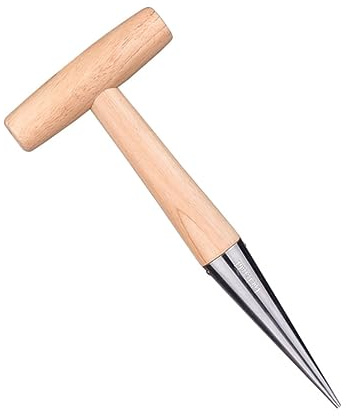 UKCOCO Plantador De Metal y Perforadora De Jardinería Portátiles Para Siembra y Trasplante, Herramienta Manual Mango Ergonómico De Madera, Diseño Resistente y Práctico Para Jardín
