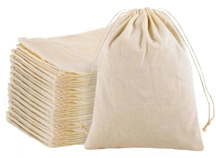 Leylve 24 sacchetti in cotone, 10 x 15 cm, piccola borsa in tessuto, borsa in tessuto, personalizzata, con coulisse, piccoli sacchetti regalo da riempire, per compleanno, matrimonio, festa dei bambini