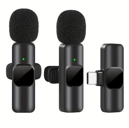 Microphone cravate sans fil professionnel, idéal for les interviews, les podcasts, les vlogs et les vidéos. Compatible avec iPhone et iPad. Compatible avec Android, iOS et prise 3,5 mm.(2in1 for Type-