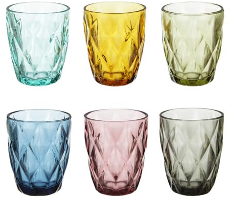 KASANOVA Set di 6 bicchieri da acqua colorati Gemma Glass