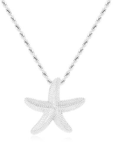 LILIE&WHITE Seestern Kette Damen Anhänger Handgefertigte Silberkette, Allergiefrei & Farbtreu – Elegantes Geschenk für Frauen