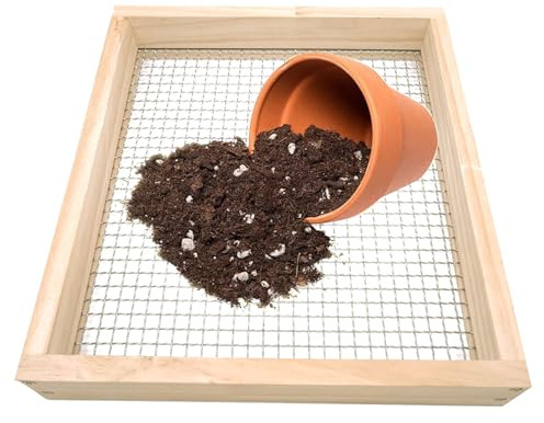 Hitburu Cribador De Tierra para Jardín,Tamiz Manual para - Malla Resistente De Gran Capacidad para Preparar Compost Y Filtrar Piedras