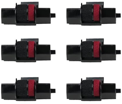 6-pack skrivare kassa IR-40T, färgrullare, svart och röd kompatibelt färgband för kompatibel med EL-1750V, EL-1801V, HR 150, storlek 745, CP13, MP-12D, MP-120DH och andra modeller