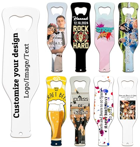 Décapsuleurs personnalisés, impression en couleur double face avec votre photo ou logo sur ouvre-bière en métal, clé de bar personnalisée pour barmen, garçons d'honneur, mariages, bars, fêtes, 5 à 100