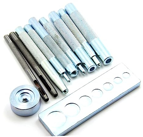 Homoyoyo 11pcs Snap Button Kit Tool for Leathercraft DIY Punch Hole and Install Rivet Button