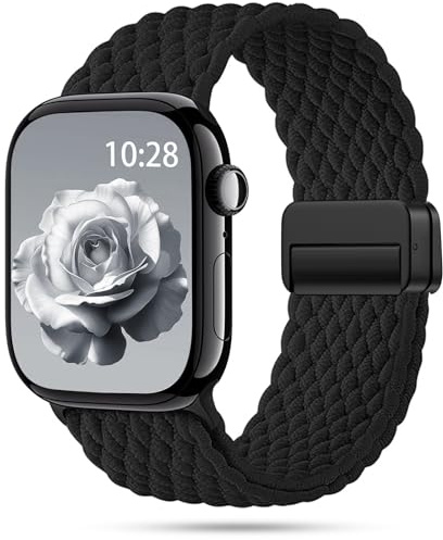 EPULY Geflochtenes Armband Kompatibel mit Apple Watch Armband 40mm 42mm(Series 11 &10) 41mm 38mm, Magnetisch Elastisches Stoff Nylon Band Wechseln für iWatch Armband Series 11 10 9 8 7 6 5 4 3 SE3/2/1