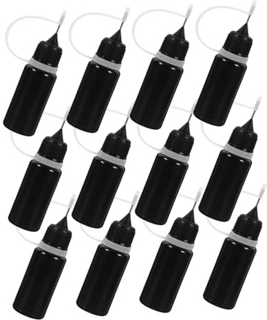 COHEALI 12 Pezzi Bottiglie Applicatore con Punta Ago Contenitori Squeezable per Dosaggio Preciso Colla e Vernice Bottiglie Vuote in Plastica Nere per Artigianato e Cosmetici