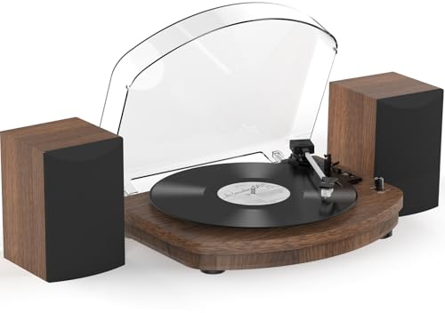 Giradischi in Vinile con Doppio Altoparlante Stereo, Giradischi a Cinghia Riproduzione wireless 3 velocità Cartuccia AT-3600L Uscita RCA Vintage