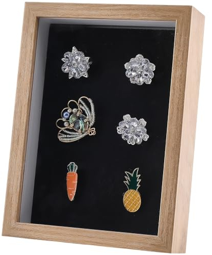 craspire Anstecknadel Vitrine 5x7 Zoll Schattenbox Für Schreibtische Brauner Broschen Sammlerrahmen Mit Glasrahmen Für Medaillen Schmuckliebhaber Erinnerungsstücke Für Wände Schreibtische Tische
