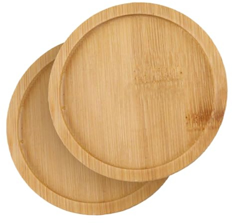 Toyvian Set 2 Sottovasi Rotondi in bambù per Piante da Interno Base Rotonda per Vasi da Fiori Vassoio Raccogli Acqua Protezione Mobili per Giardino e Casa Sottovaso Piccolo Resistente