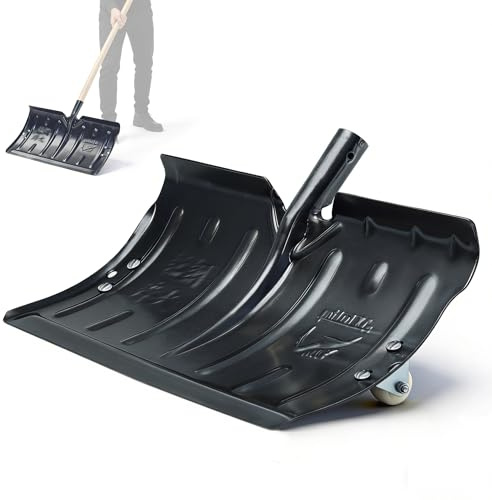 steelway Heavy Duty Manganese Steel Snow Shovel Head - Snow Shovel on Wheels, Spade Shovel Head Only for Snow Removal, Driveway, Farm & Grain Handling, 22 Snow Pusher with Wheels