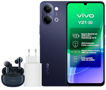 vivo Y21 5G 4GB+256GB Cámara 50MP Pantalla 6,74 6500mAh Carga44W IP65