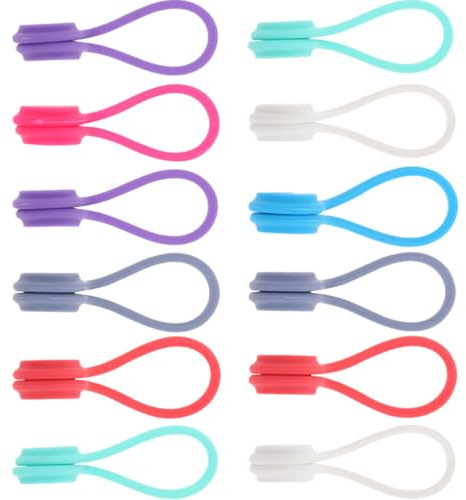 12pcs Magnetic Cable Ties Silicone Cord Organisers Colour Id