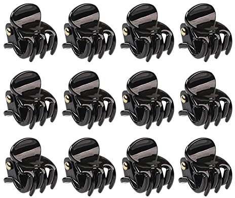 Haobase 12 Stück schwarze Kunststoff-Mini-Haarklammern Haarklammern für Frauen-Mädchen-Haare