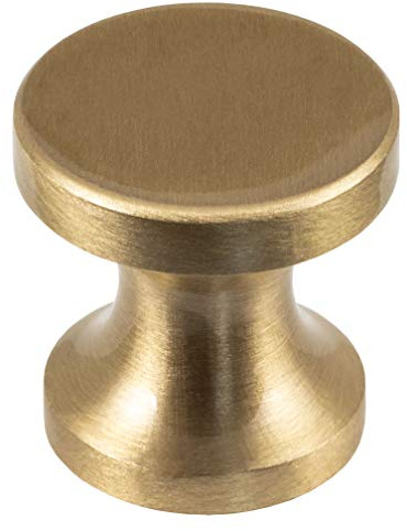 Gedotec Möbelgriff Messing matt gebürstet Schrankknopf Vintage Möbelknopf Antik für Schubladen - H10183 | Tür-Knopf Ø 25 mm | Kommoden-Knopf rund | 1 Stück - Design Knauf Landhaus-Stil mit Schrauben