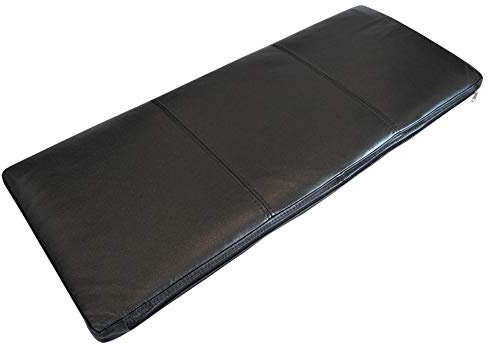 Quattro Meble Glanz Schwarz Echtleder Bankauflage Sitzkissen Lederkissen Sitzpolster Bank Auflage doppelt genähtes Echt Leder Kissen Sitzauflage (35 x 90 cm)
