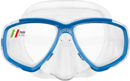 CRESSI Perla Mask Clear/Blue-Single Máscara Perla para Buceo y Snorkel, Transparente/Azul, Taille Unique, Unisex