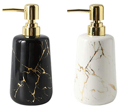 HomDSim 2x 13.5 Oz Ceramics Liquid Soap Dispenser with Pump,Pump Press Push-Type,Refillable Liquid Hand Soap Dispenser for Bathroom,Liquid Disinfectant Hands Lotion Bottle Hand Sanitizer Lotion Bottle