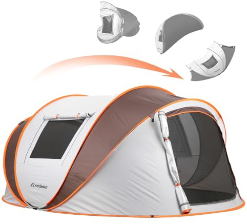 EchoSmile Pop up Zelt 4-8 Personen, Wurfzelt Wasserdicht mit 2 Belüftungsfenstern, Familienzelt & Campingzelt für Picknick, Wandern und Outdoor Aktivitäten | Wasserdichte Kuppel Tragbar mit Tragetasche Fiberglas Rahmen Picknick Camping Wandern Angeln