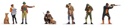 NOCH Jäger und Förster Figuren Set, detailreiche Modellbau-Figuren für Spurweite N im Wald-Szenario