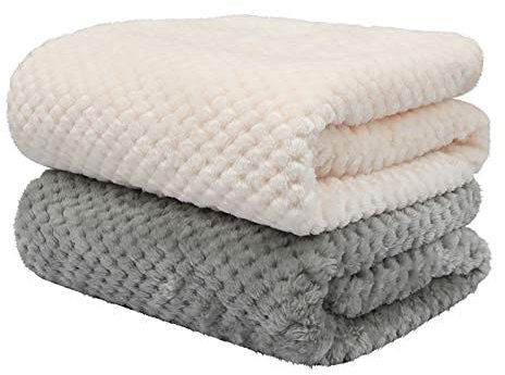 SLSON 2 Decken Hundedecken Katzendecken,Weiche Doppelseitige Haustierdecken für Sofas, Stühle,Autos,Reisen und Haustiere Warm Halten,Maschinenwaschbar,70×100 cm (Grau und Weiß)