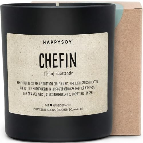 Chefin Definition Duftkerze im Glas - Geschenk für deinen geschätzten Boss weiblich - nachhaltige Geschenkidee für Anerkennung und Wertschätzung - schonende Rohstoff-Bearbeitung