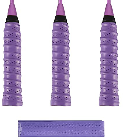 ILLUVA 3 Pezzi Grip Racchette da Tennis Antiscivolo, Impugnature per Racchette da Badminton, Overgrip per Squash (Viola)