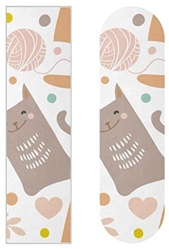 Skateboard-Griptape mit Cartoon-Katze für Longboard, Scooter, Deck, Sandpapier, 2 Stück