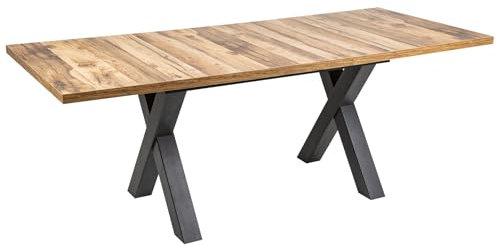 Riess Ambiente Industrial Esstisch Montreal 140-190cm Eichenoptik ausziehbar mit X-Beinen Konferenztisch Tisch