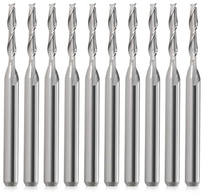EU_HOZLY CNC Fräser 1/8 Schaft CNC Bit Schaftfräser Flachkopf Hartmetall Schaftfräser Zweiflöte 3.175mm Spiral Upcut Fräser Werkzeug Set für Holz PVC MDF Hartholz 10tlg