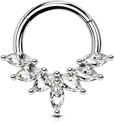 OUFER Daith Piercing Schmuck Ohrpiercing Helix Septum Ring Ohrring Knorpel Chirurgenstahl 16G Clicker Conch Tragus Nasenpiercing Silber 8mm