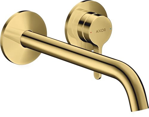hansgrohe AXOR One Einhebel-Waschtischarmatur Unterputz für Wandmontage mit Hebelgriff und Auslauf 220 mm, 48120990, Farbe: Polished Gold Optic