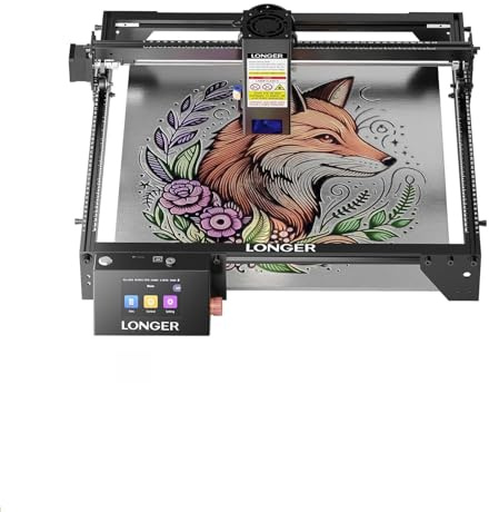LONGER Grabado láser, cortador láser, velocidad de grabado de hasta 24.000 mm/min, pantalla táctil a color de 3,5 pulgadas, control de aplicación offline, herramienta de grabado DIY para metal/vidrio