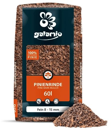 GALAMIO Pinienrinde Fein 8-15mm 60l Sack 1 Paket Pinienmulch Pinienerde Rindenmulch Pinienborke Pinie Mulch Bark Rinde Für Pflanzen Garten Terrarium Dekorativer Bodenbelag Paligo