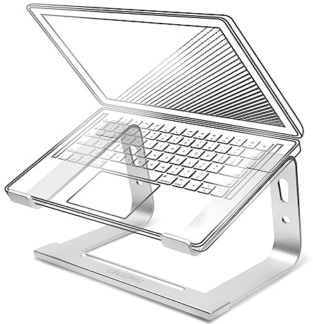 CELLONIC Soporte portatil de Aluminio, Elevador Ordenador portátil en Color Negro, Disipador de Calor para laptops, Tablets y notebooks de 11 a 17, Enfriador